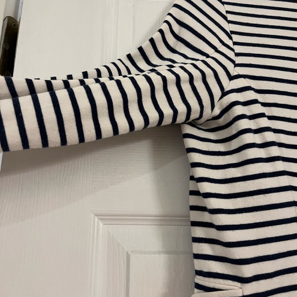 J Crew cream navy striped knit blazer women’s size small 100% cotton pre… - Picture 7 of 9